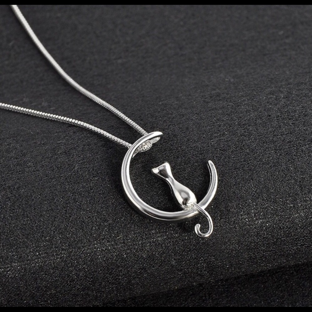 Kitty on the moon necklace
